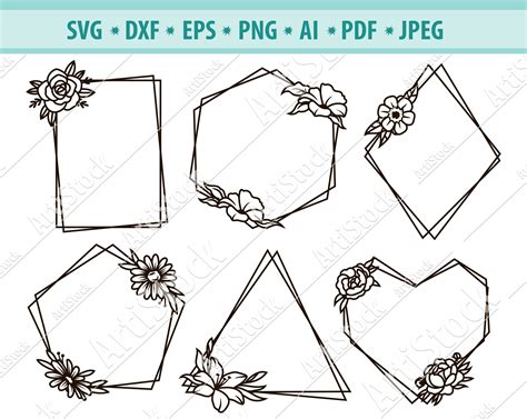 Flower Frame Svg File Frames Svg Flower Border Svg Square Etsy Uk