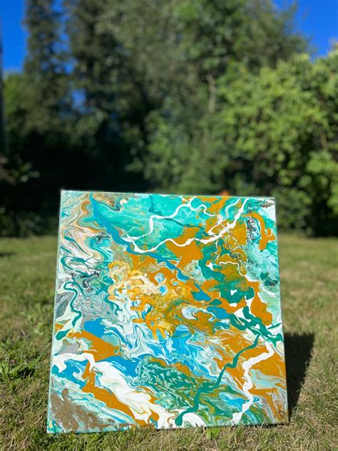 La Peinture Turquoise De Fluid Art Est Une D Coration Murale Unique