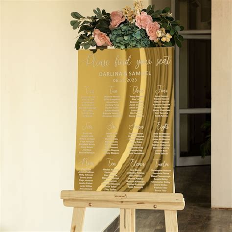 Gold Mirror Wedding Seating Chart Find Your Seat Sign Etsy