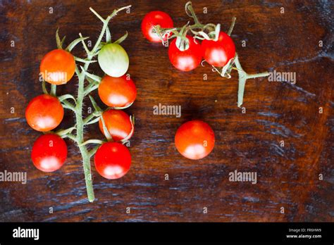 Cherry Tomatoes On The Vine Stock Photo Alamy