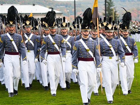 A cadet parade on The Plain at the United States Military Academy, West ...