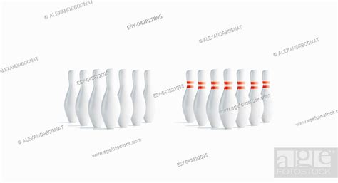 Blank White Bowling Skittles Set Mock Up Front View 3d Rendering