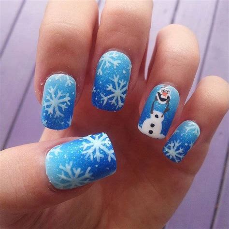 Frozen Olaf Blue Ombre Snowflake Handpainted By Adorkablenails Olaf