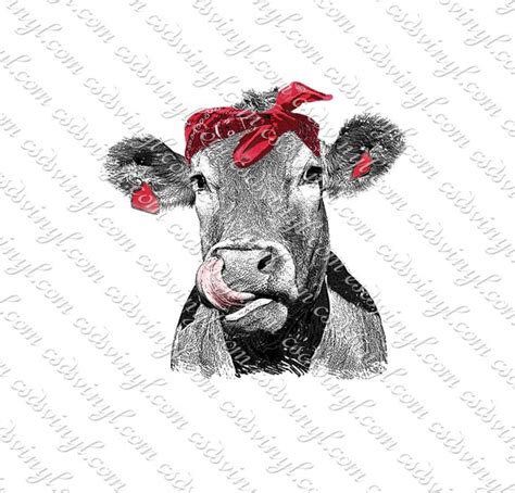 Cow Wearing Red Bandana Sublimation Transfer Red Bandana Cow Etsy