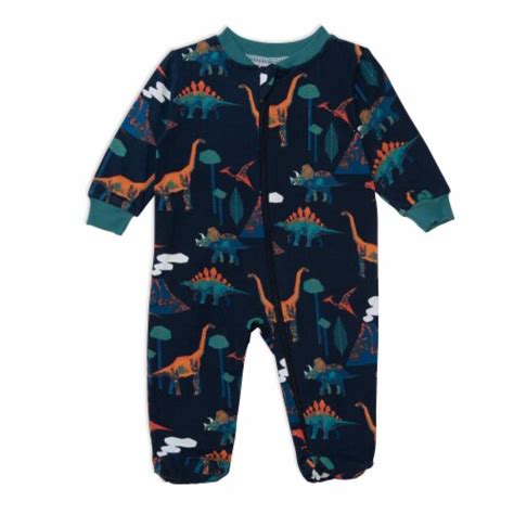 Organic Cotton One Piece Printed Pajamas With Printed Dinosaurs 3m