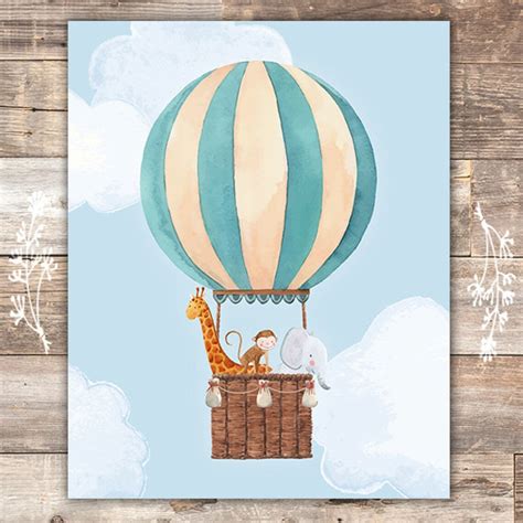 Hot Air Balloon Art Prints Set Of X S Nursery Wall Etsy