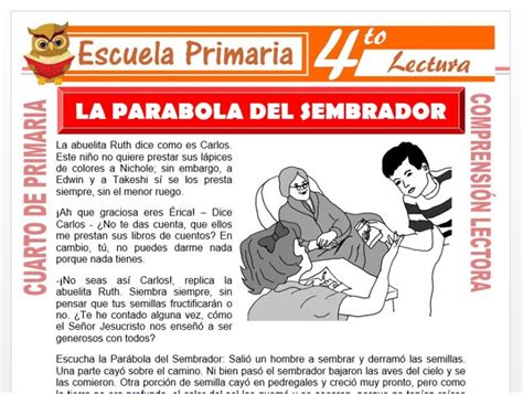 La Parábola Del Sembrador para Cuarto de Primaria Escuela Primaria