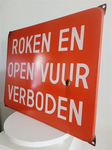 Emaille Verbodsbord Open Vuur En Roken Verboden 1950 Catawiki