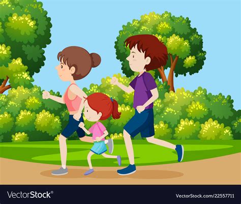 A family jogging in the park Royalty Free Vector Image