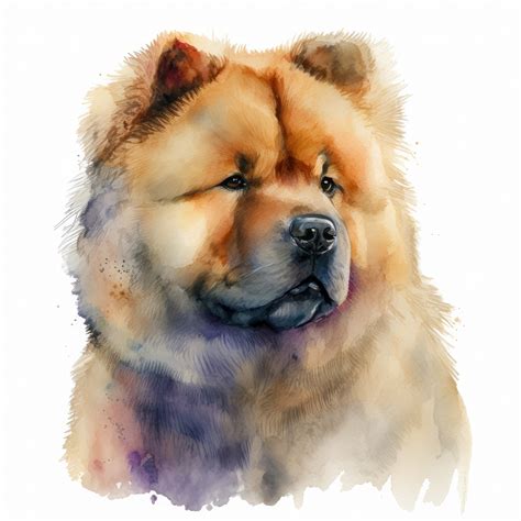 ArtStation - Chow Chow Dog Portrait Watercolor Painting