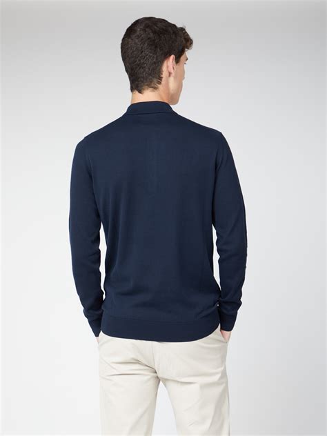 Navy Signature Long Sleeved Polo Ben Sherman Est 1963