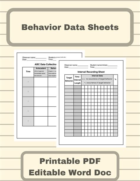 Editable Behavior Data Tracking Sheet ABC Data Form And Interval