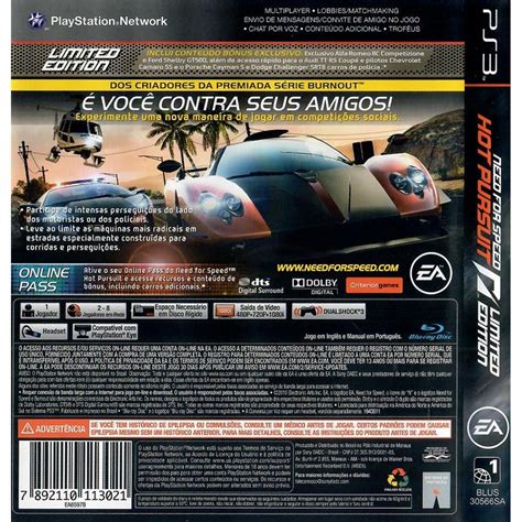 Need For Speed Hot Pursuit Ps Detalhe Jogo Mídia Física Arena Games Loja Geek