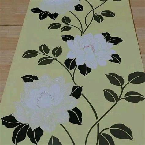 Jual Wallpaper Uk 45cmx10m Kod 1012 Bunga Putih Daun Hitam Di Lapak