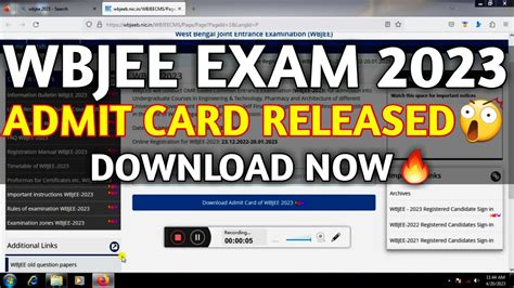 WBJEE ADMIT CARD RELEASED West Bengal Joint Entrance Exam WBJEE