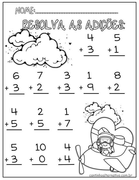 Nosso Espaço Da Educação 25 Atividades De Adição Simples Matemática Para O 1º Ano