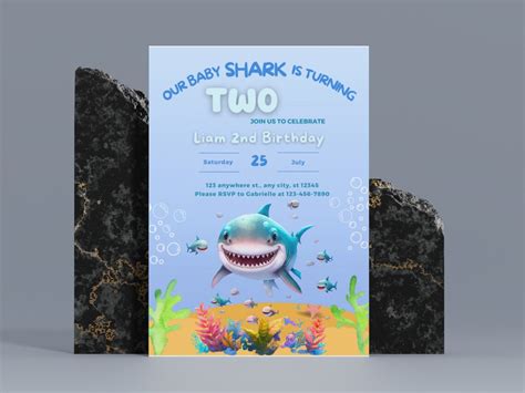 Baby Shark Birthday Invitations Digital Download Template Printable ...