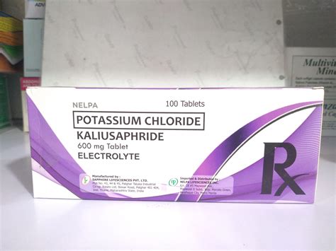 Potassium Chloride 600mg Tablet Kaliusaphridesapphire 100s 100c Ve