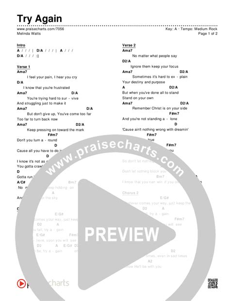 Try Again Chords PDF (Melinda Watts) - PraiseCharts