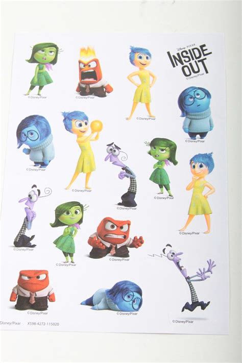 Inside Out Sticker Set Vintage Disney Pixar Characters Etsy Inside