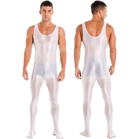 Mens Lingerie Bodystocking Sleeveless Full Body Bodysuit Solid Round Neck Gym Sport Fitness Pool