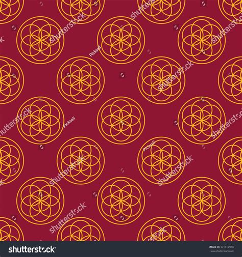 Seamless Vinous Red Yellow Sacred Geometry Stock Vector Royalty Free