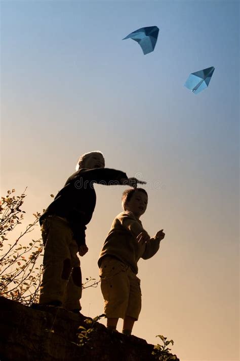 Children And Paper Airplanes Stock Photo - Image of throw, message: 3190448