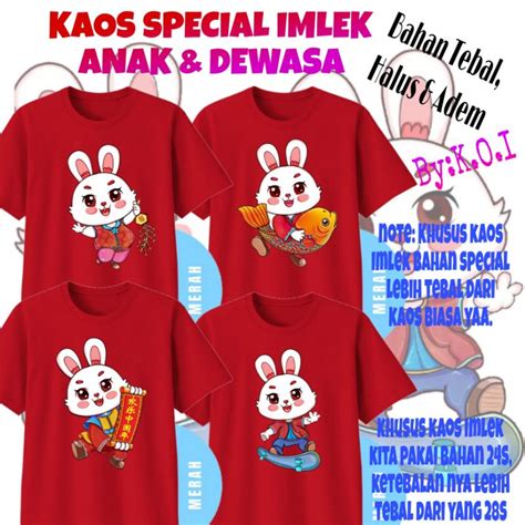 Jual Baju Kaos Imlek Keluarga Anak Dewasa Special Rabbit Kelinci