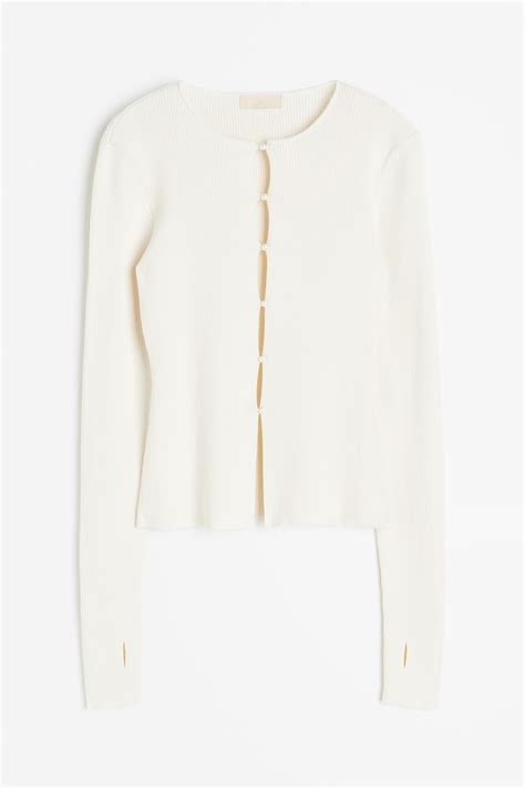 Kardigan w prążki - Kremowy - ONA | H&M PL