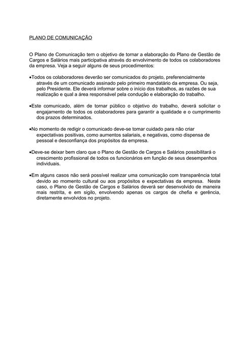 Plano de comunicação gestão de cargos e salários | PDF
