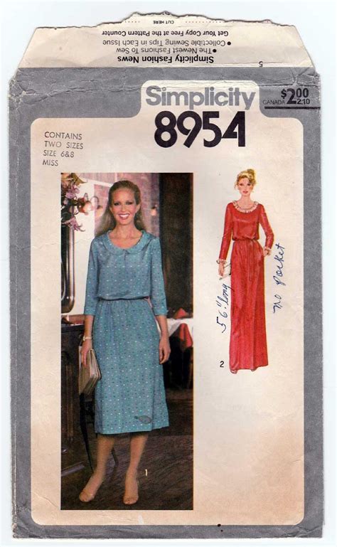 70 S Scoop Neck Maxi Dress Women S Sewing Pattern Misses Size 6 8 Simplicity 8954