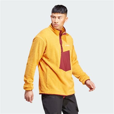 Adidas Terrex XPLORIC High Pile Fleece Pullover Yellow Adidas Australia