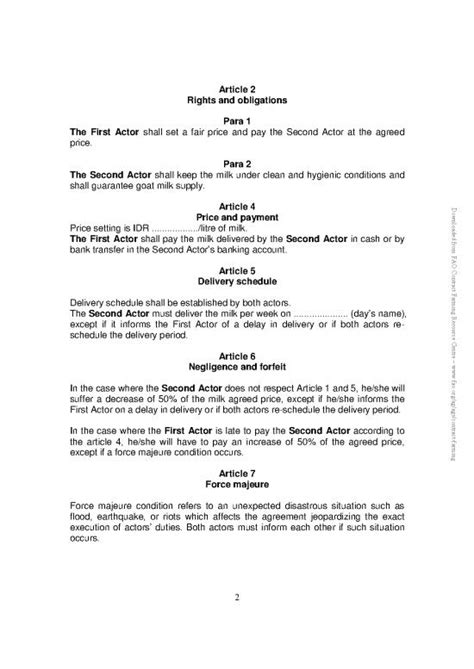 Agreement Contract Sample 203025 Sample Contract Of Milk In Indonesia