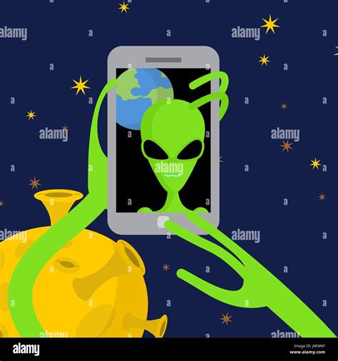 Hace Selfie Extraterrestre En El Espacio Extraterrestre Toma Fotos De