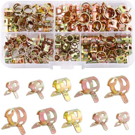 125 Pcs Spring Hose Clamps Metal Fuel Line Hose Clamps Clips Fuel