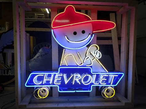 Chevrolet Custom Made Animated Neon Tin Sign Auburn Fall Rm