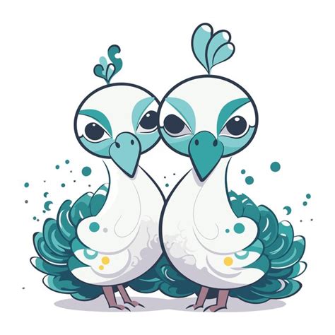 Premium Vector Cute Couple Of Peacock Birds On White Background Vector Illustration Design