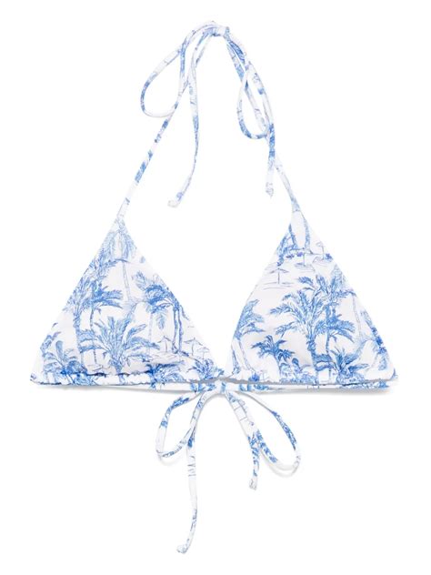 Mc Saint Barth Leah Bikini Top Blue Farfetch