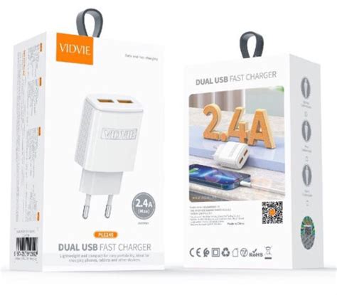 Cargador De Celular Vidvie A Dual Usb Cable Tipo C Ple