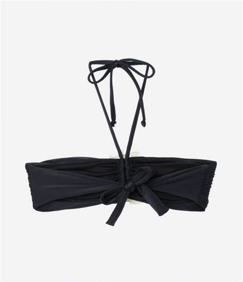 Biquíni Top Bandeau em Poliamida Amarração e Flor 3D Preto