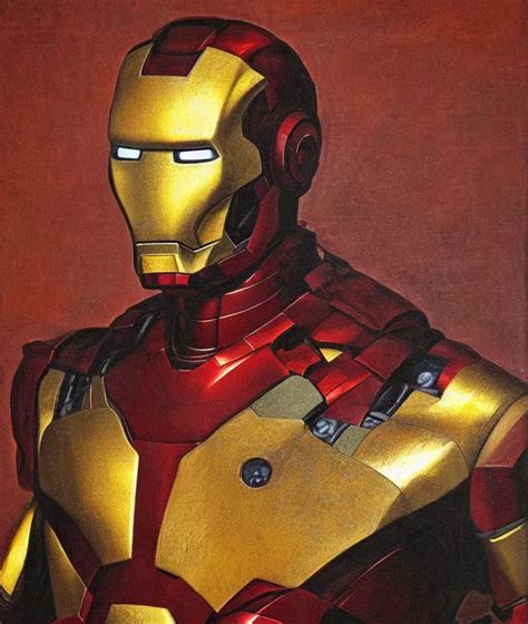 Oil Painting Half Lenght Portrait Of Iron Man By Stable Diffusion