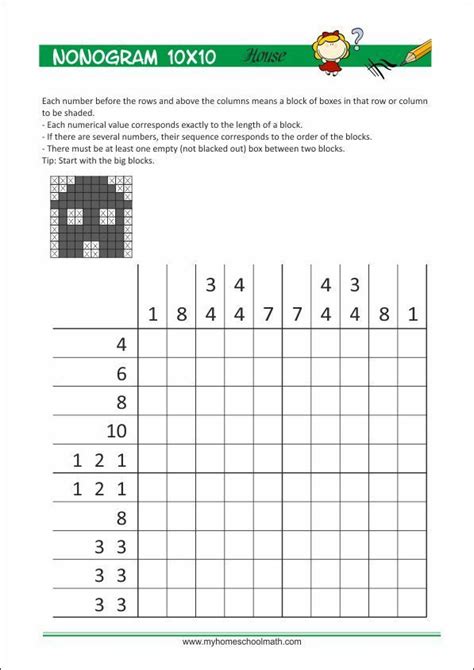 Nonogram Puzzle - Picture logic puzzles for kids | Logic puzzles, Maths ...