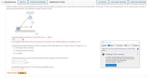 Solved (a) Determine the acceleration of the block when | Chegg.com 