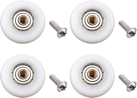 Set Of 4pcs 19mm Stainless Steel Shower Door Wheels Rollers Runners White 19mm X 4mm