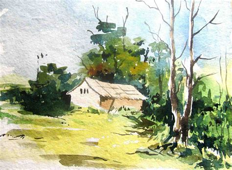 Landscape Drawing With Watercolor at PaintingValley.com | Explore ...