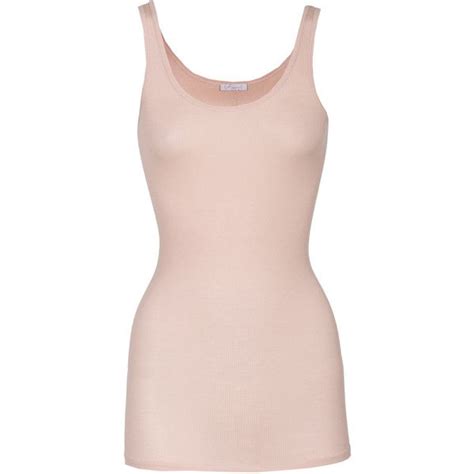 IHEART Sarina Nude Ribbed Jersey Tanktop 25 Liked On Polyvore Featuring Tops Tank Tops