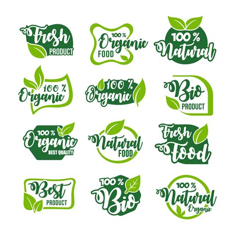 Organic food product label design collection 5307999 Vector Art at Vecteezy