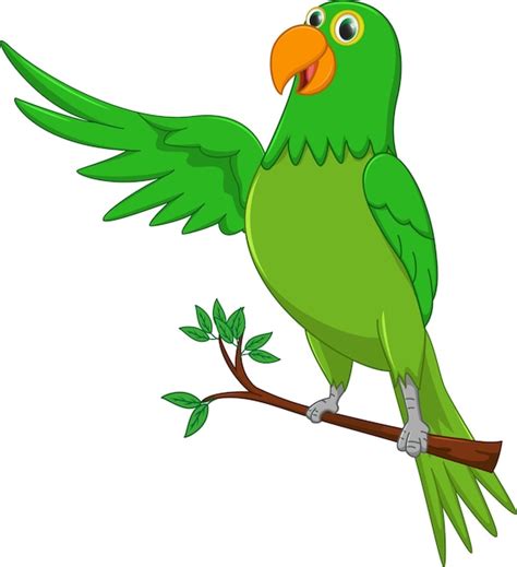 Premium Vector Cute Parrot Cartoon Waving