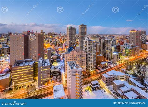 Sapporo, Hokkaido, Japan City Skyline Stock Photo - Image of night ...