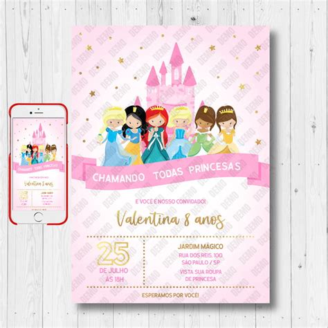 Convite Digital Princesas Disney Cute Elo7 Produtos Especiais